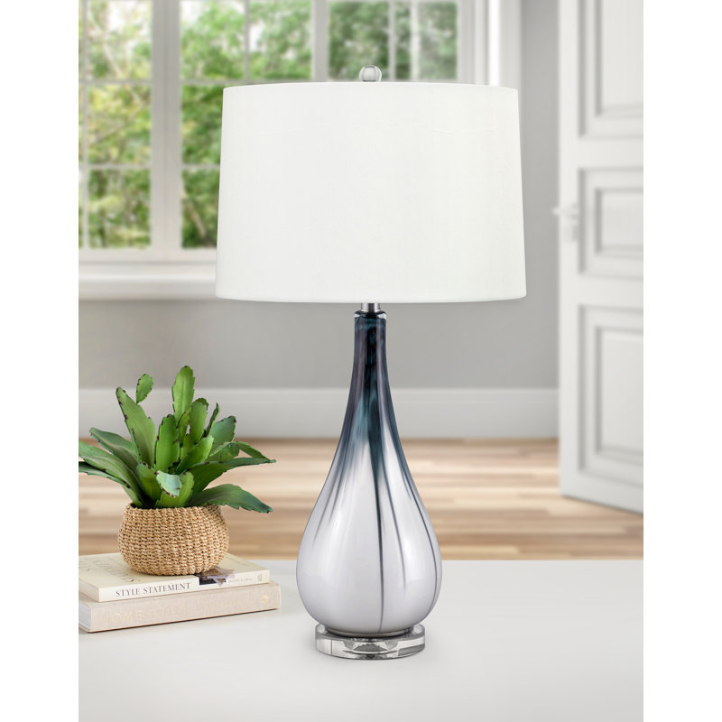 Tropea 31 in. Blue & White Glass Table Lamp