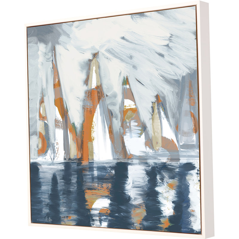 Out of the Mist II Coastal Glass Print with White Wood Frame
