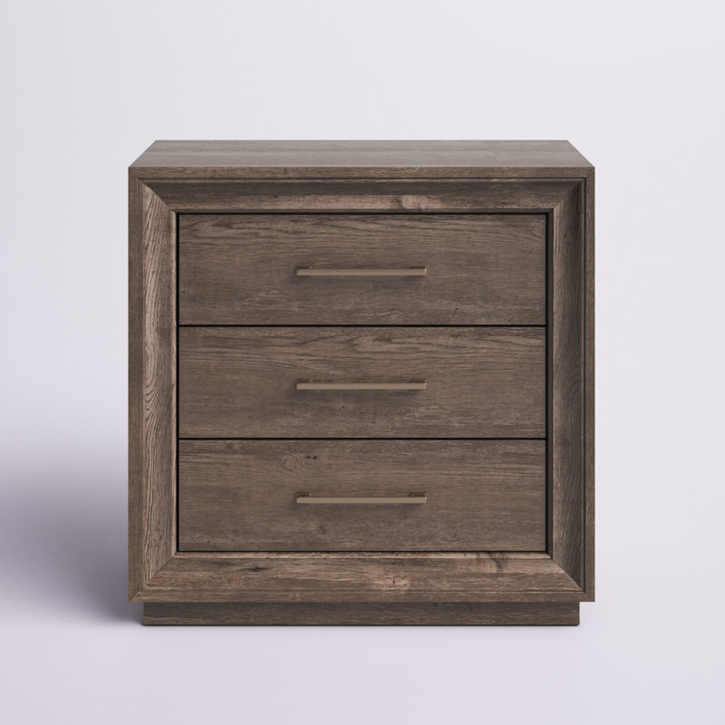 Hayle 3 Drawer Nightstand w/ Charging Station - Graystone