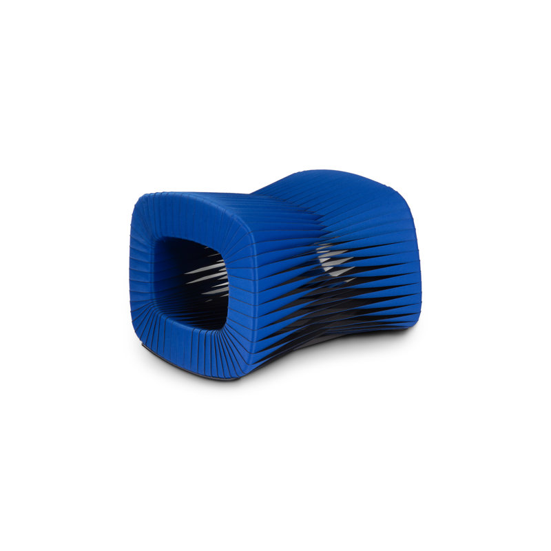 Seat Belt 24" Wide Ottoman, Blue Cotton