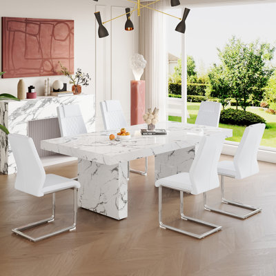 Ensemble de table de salle à manger 79 po en bois 79 po pour 6 personnes
