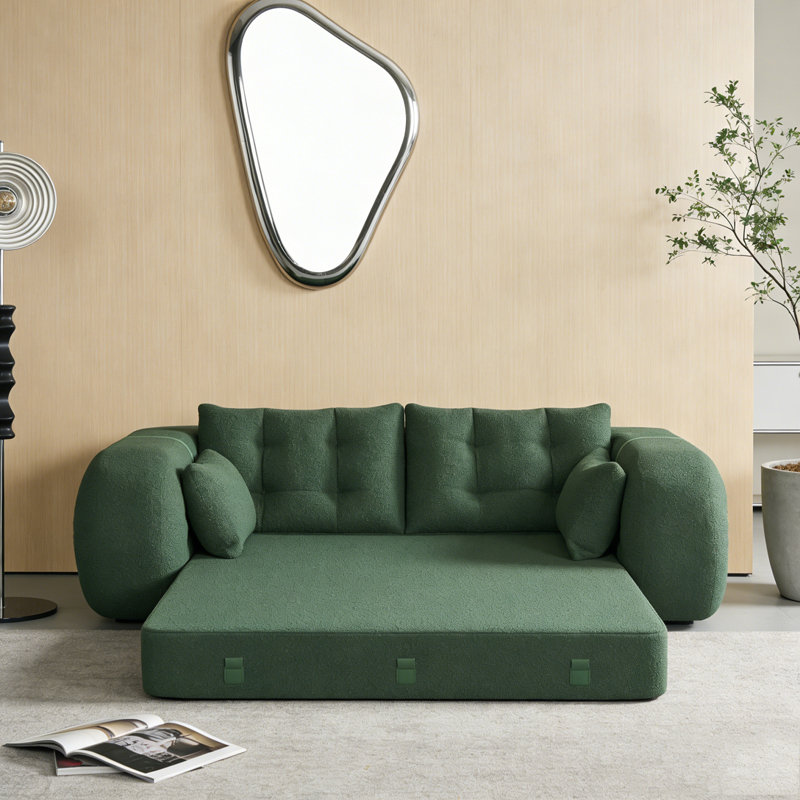 78.7" Multi-Functional Foldable Sofa Bed, Green