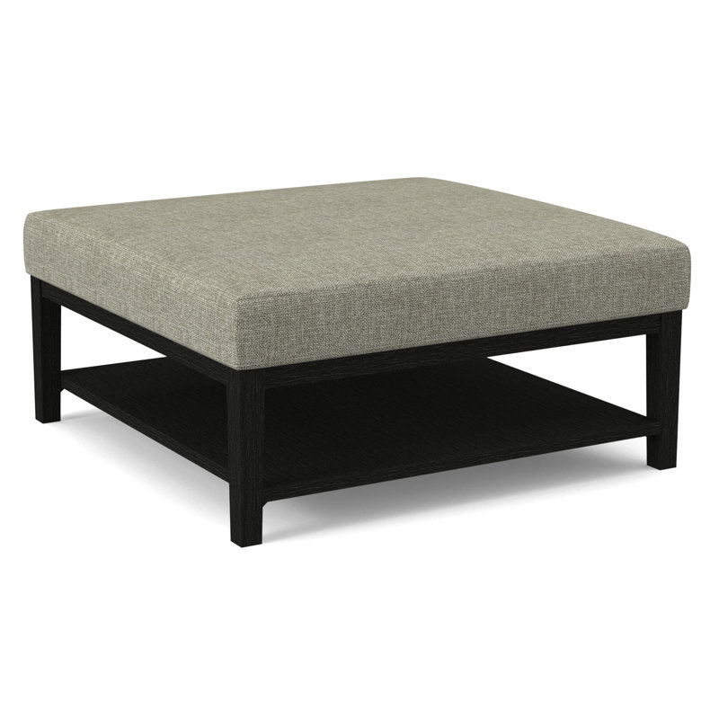 Hammond Square Ottoman, Antique Black Finish, Gray Sugar Performance; 0863-84