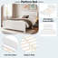 Lit plateforme en bois avec lignes décoratives et lattes de soutien-219527333-219527330