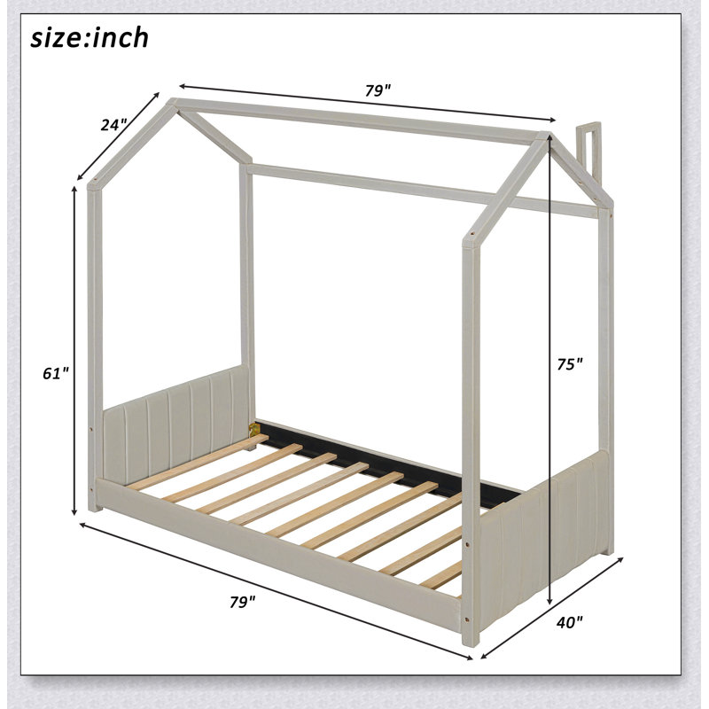 Lit en bois Velvet House, Lit simple