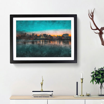 Sketch of the Montreal Skyline 1 Piece Single Picture Frame Painting on MDF