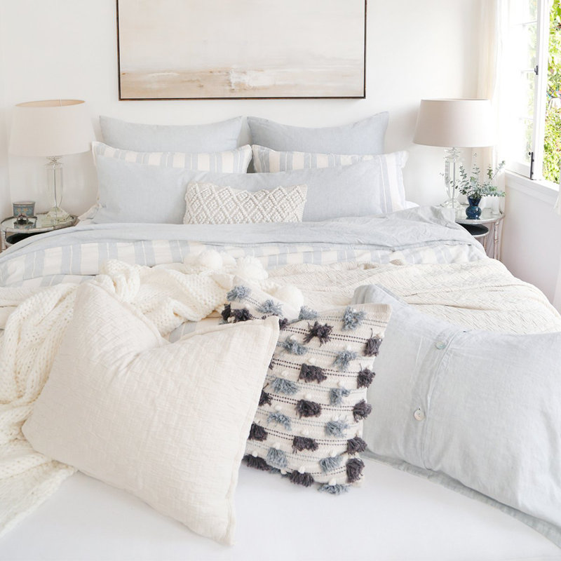 Pippa 100% Cotton Feathers Striped Throw Pillow Cover & Insert