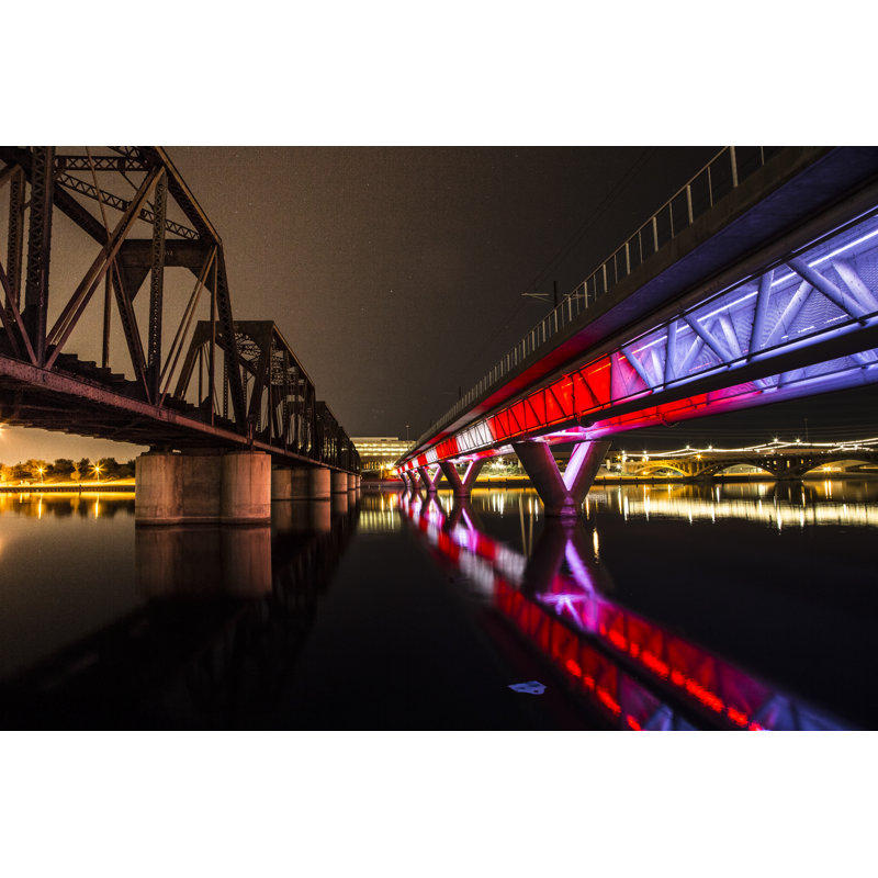 Illuminated Bridge - Wrapped Canvas Print, 30cm H x 46cm W