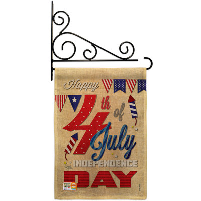 Joyeuse 4e polyester de 2 côtés, 19 po x l 13 po ensemble de drapeau