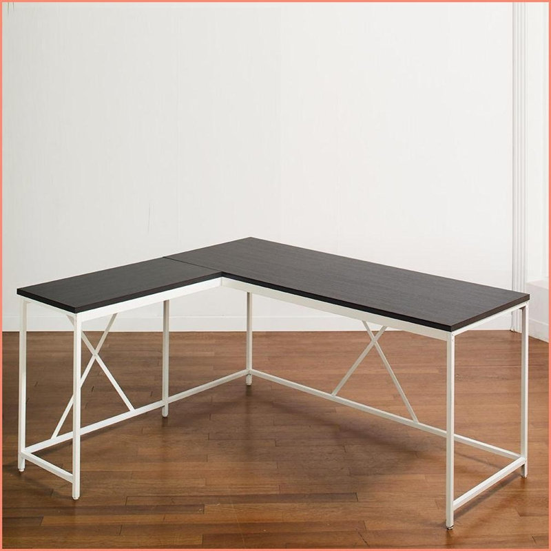 Bureaux | Olympus Modern Wood & amp; Bureau d'angle en métal gris foncé Ivoire | Gris foncé | Bois massif