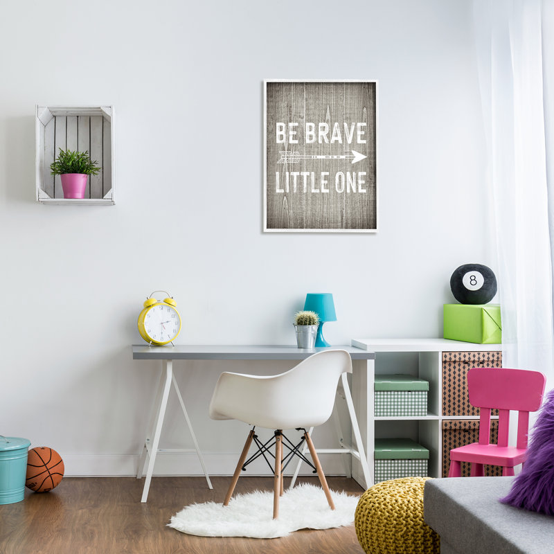 Be Be Brave Little One Rustic Adventure, H 30 po x l 24 po x P 1,5 po, Giclée encadrée blanc bord de mer