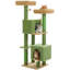 Cat Tree, 52.4" Cat Tree Tower For Indoor Cats, Cute Cat Tree With 2 Flower Padded Perches, 2 Condos & 2 Scratching Posts-1899962830