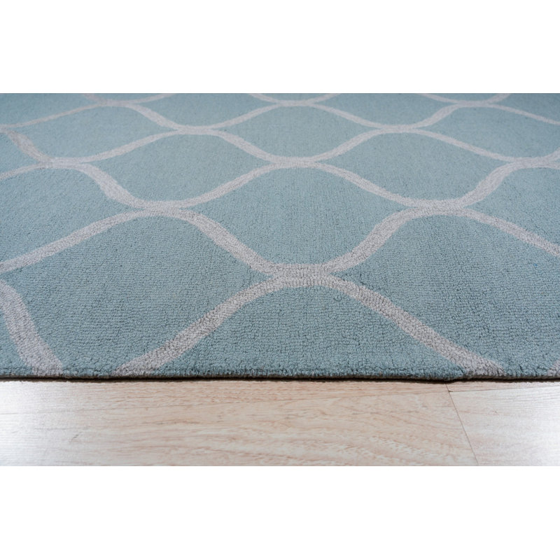 Hand Tufted Wool Area Rug in Blue