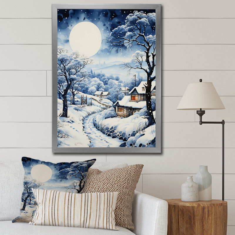 Harmony of Winter Village V - Imprimé, H 40 po x l 30 po x P 1,5 po, Cadre simple argenté