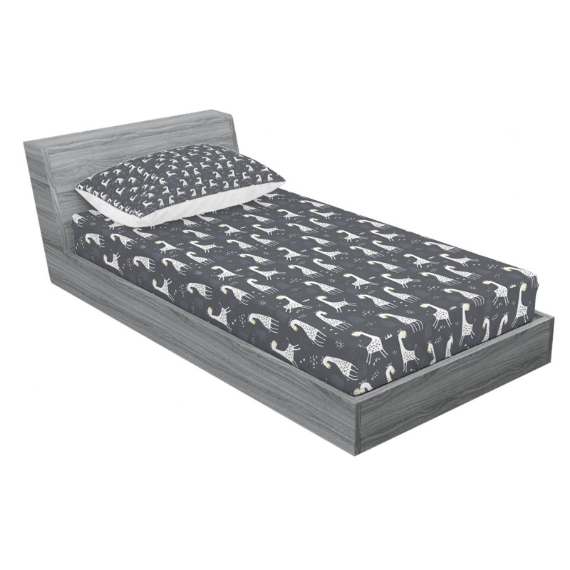 Scandinavian Microfiber Patterned Fitted Sheet, Twin Fitted Sheet with 1 Pillowcase