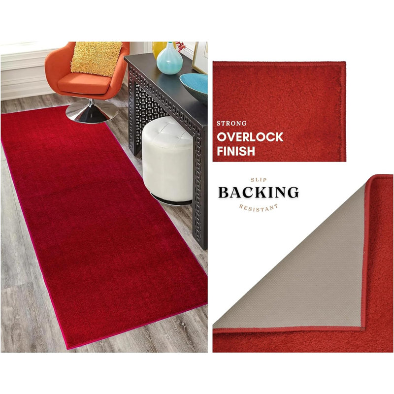 Tapis antidérapant de couleur rouge à taille ajustable pour l'intérieur, Tapis de couloir 2 pi 2 po x 5 pi