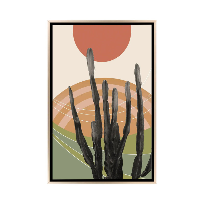 Cactus dans le désert III - reproduction d'art murale - toile encadrée, H 60 po x l 40 po, Champagne