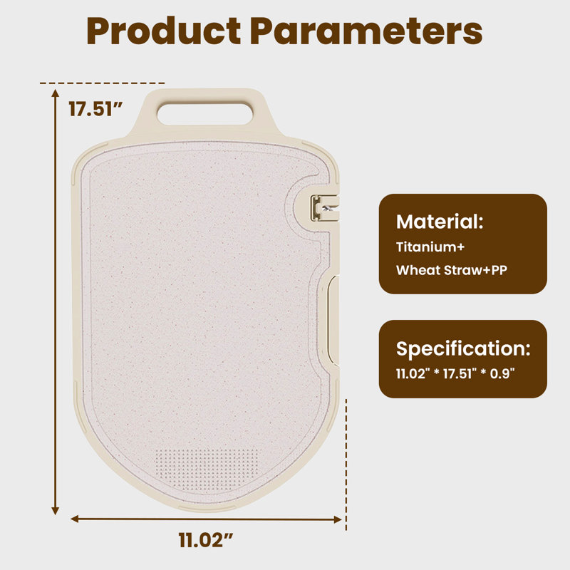 17" x 11" Double-Sided Titanium Cutting Board, 2-in-1 Chopping Board with Juice Groove, Microplastic-Free Pure Titanium & Food-Grade Side, Non-Slip & Dishwasher Safe