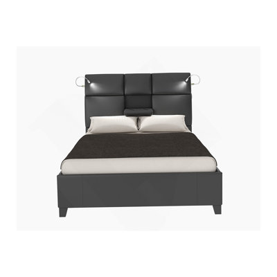 Queen Music Bed Touch Lighting Bluetooth Sound Beverage Tray Black