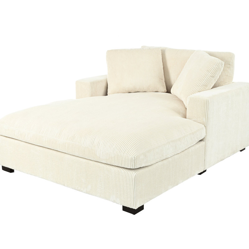 Chaise longue à usage domestique - Tissu doux et chaise longue de couleur beige au design moderne