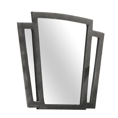 Joelee Tapered Fabric Frame Mirror With Mounting Hardware, Dark Gray