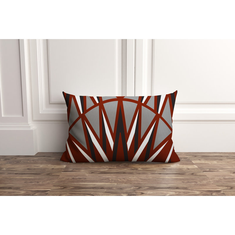 Ella Geometric Outdoor Reversible Throw Pillow, Maroon