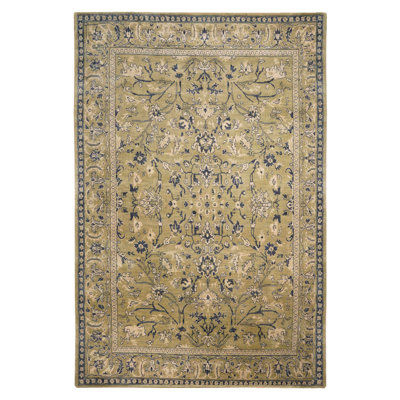 Hand Knotted Loom Wool Eco-Friendly Area Rugs - 3' x 5', Rectangle, Light Green, Oriental Design, High Pile Thick Handmade Anti Skid Area Rugs for Living Room, Bed Room