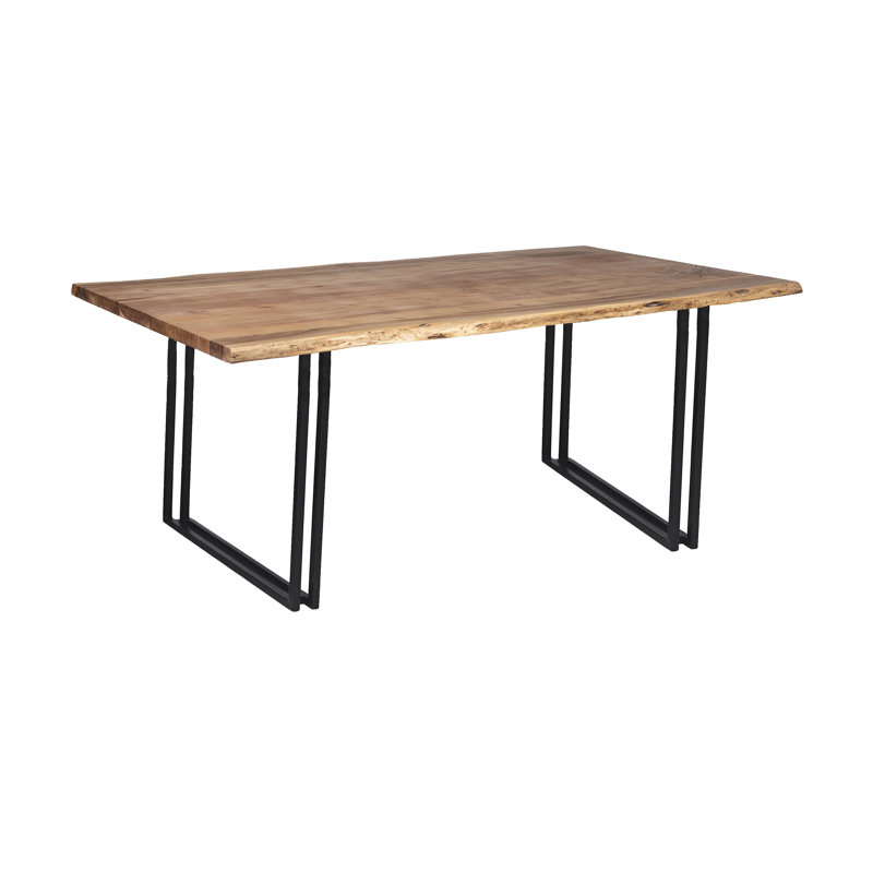 Metal Base Dining Table, 82" L x 40" W, Natural