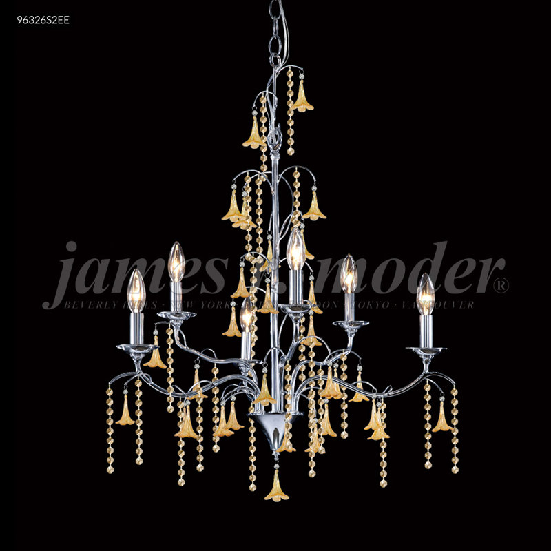 Murano 6 - Light Chandelier, Aged Gold, Clear