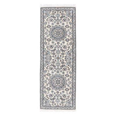 Ivory Fine Hand Knotted Persian Silk & wool Nain 2'X 6'6"