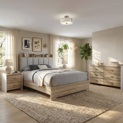 Grace Wood 4-Piece Bedroom Set With USB A-C Ports