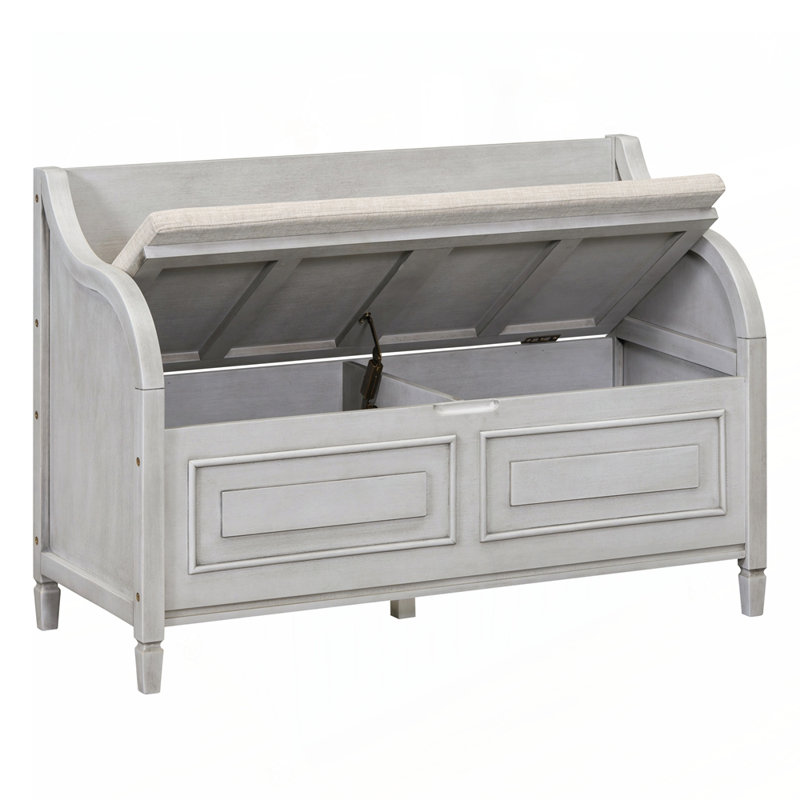 Banc de rangement rembourré, banc d'entrée, Gris délavé