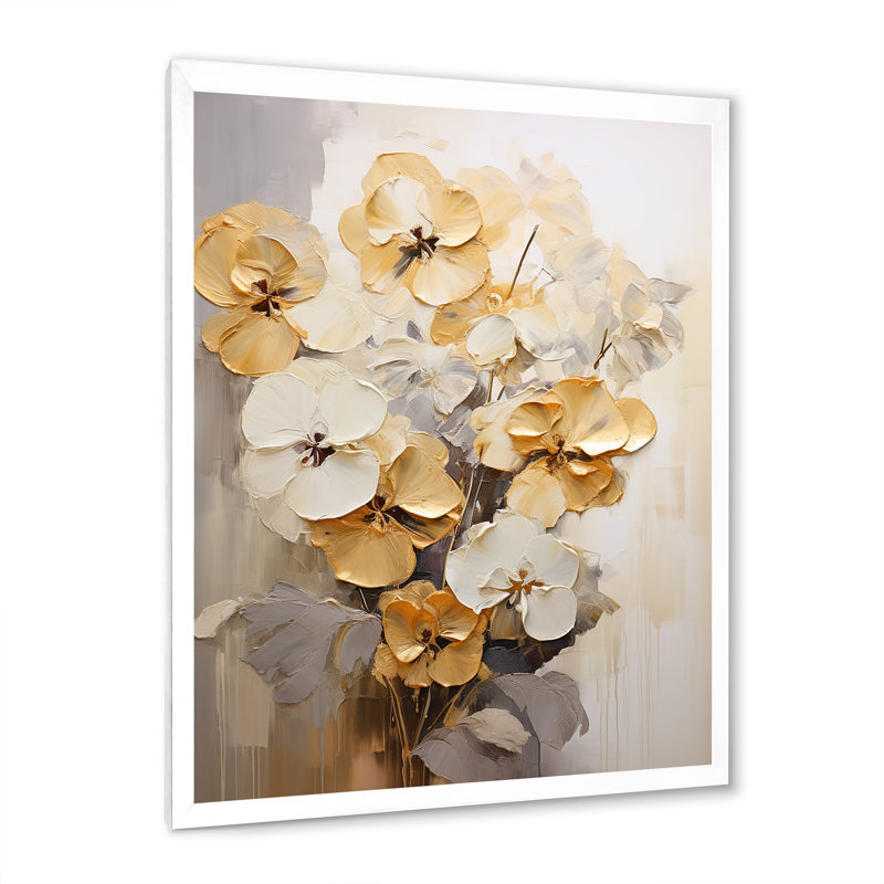 Minimalisme Pansy Radiance Bouquet I, Cadre simple blanc, H 20 po x l 12 po x P 1 po