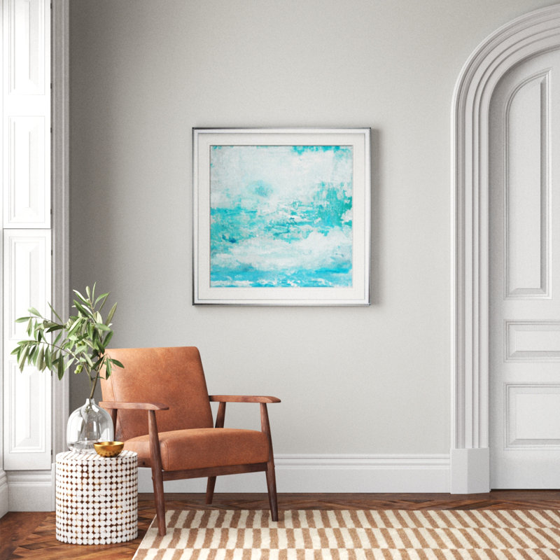 Aqua Skies - reproduction d'art, H 37 po x l 37 po x P 1,5 po, Cadre argenté