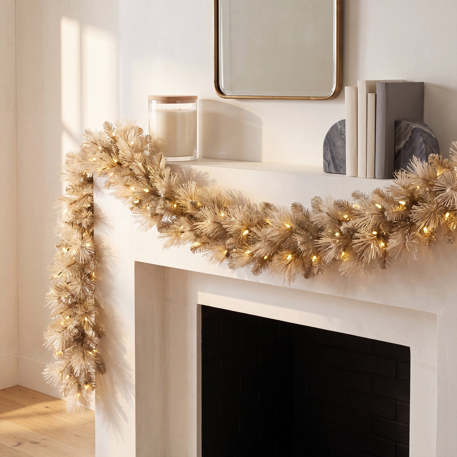 108" Pre-Lit Tan Christmas Garland