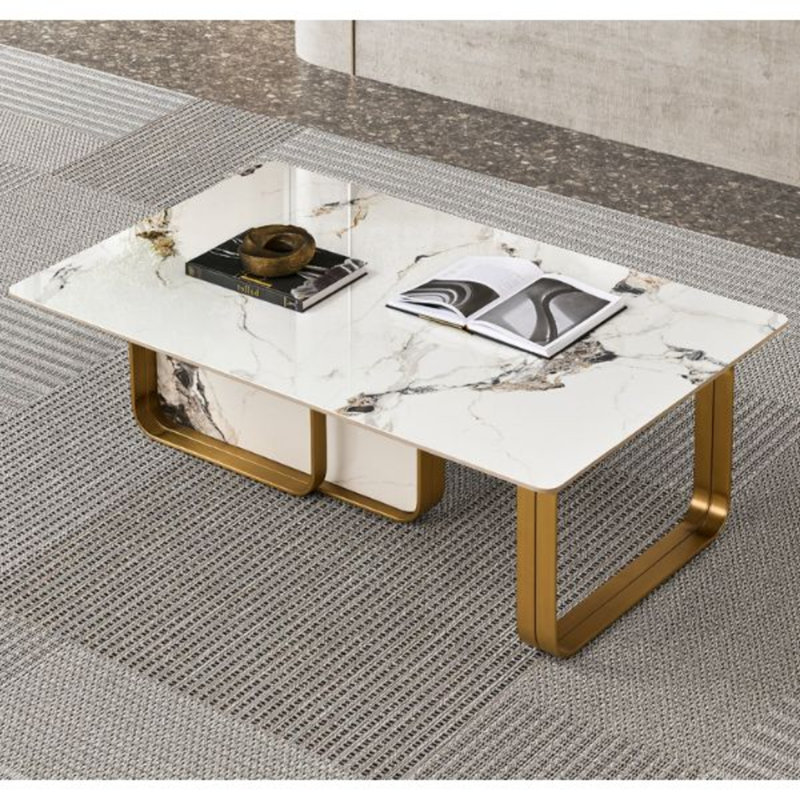 Metallic Bright Gold Carved Leg Coffee Table