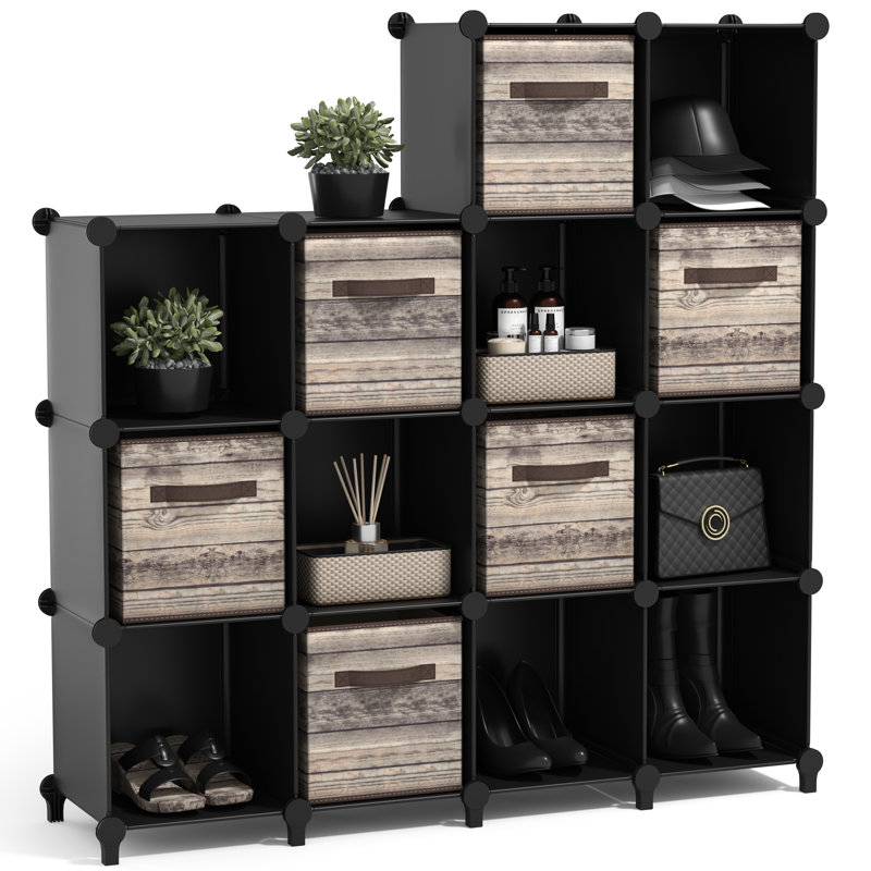 Ensemble de 14 compartiments de rangement Sorbus Cube, Noir, Paquet de 14