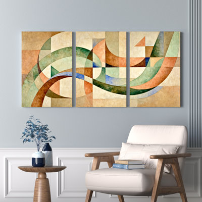 Abstrait géométrique lignes courbes sur toile tendue, reproduction d'art sur toile, ensemble de 3
