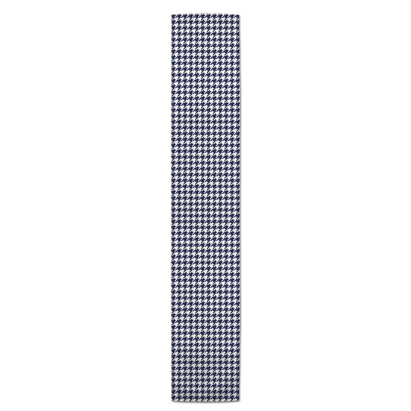 Chemin de table en losanges pointillé Nalston, Bleu marine, 72 po x 16 po, Pied-de-poule