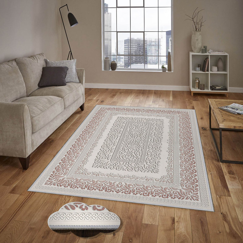 Luxurious Woven Area Rug, 5.9 x 9.2 ft, 100% Polyester, Antibacterial | Non-Slip PVC Felt Dot Underside, 0.3 in Pile Height | Machine Washable, 3D Digital Print, Perfect for Living Room & Bedroom Décor