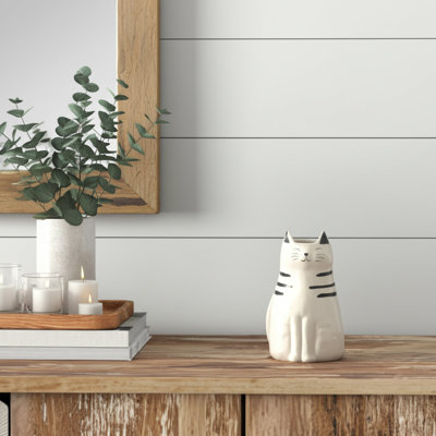Black and White Ceramic Cat Figurine