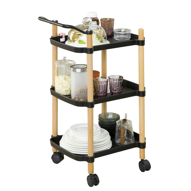 Brunilde Solid Wood Bar Cart, Black