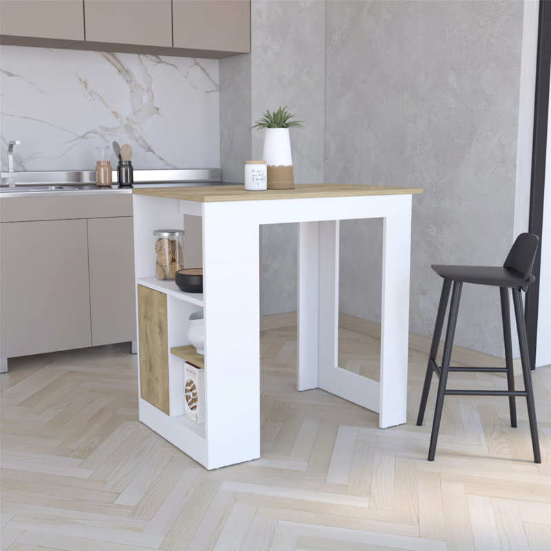 Versatile Kitchen Island with Spacious Top and Smart Storage Options, White/Natural