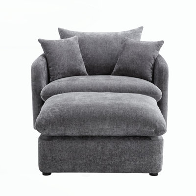 Upholstered Oversized Swivel Accent Chair with Ottoman