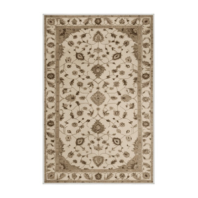Tapis beige Tabriz lavable à la machine