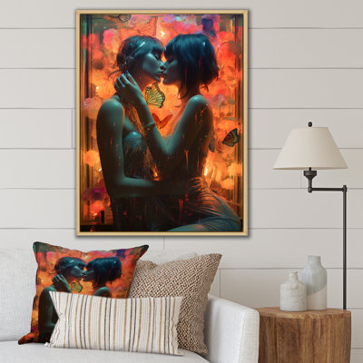 " Retro Portrait Of Lovers Kissing I "