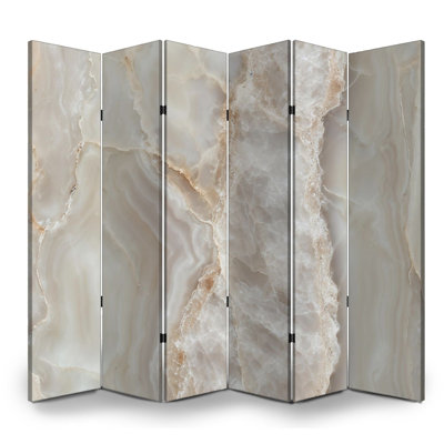 Cloison pliante à 6 panneaux avec paravent en toile de marbre naturel et beige