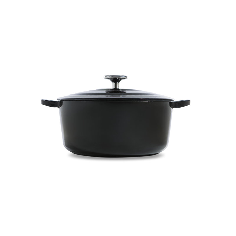 Bourgogne Cast Iron Round Casserole, Jet Black, 4.2 L