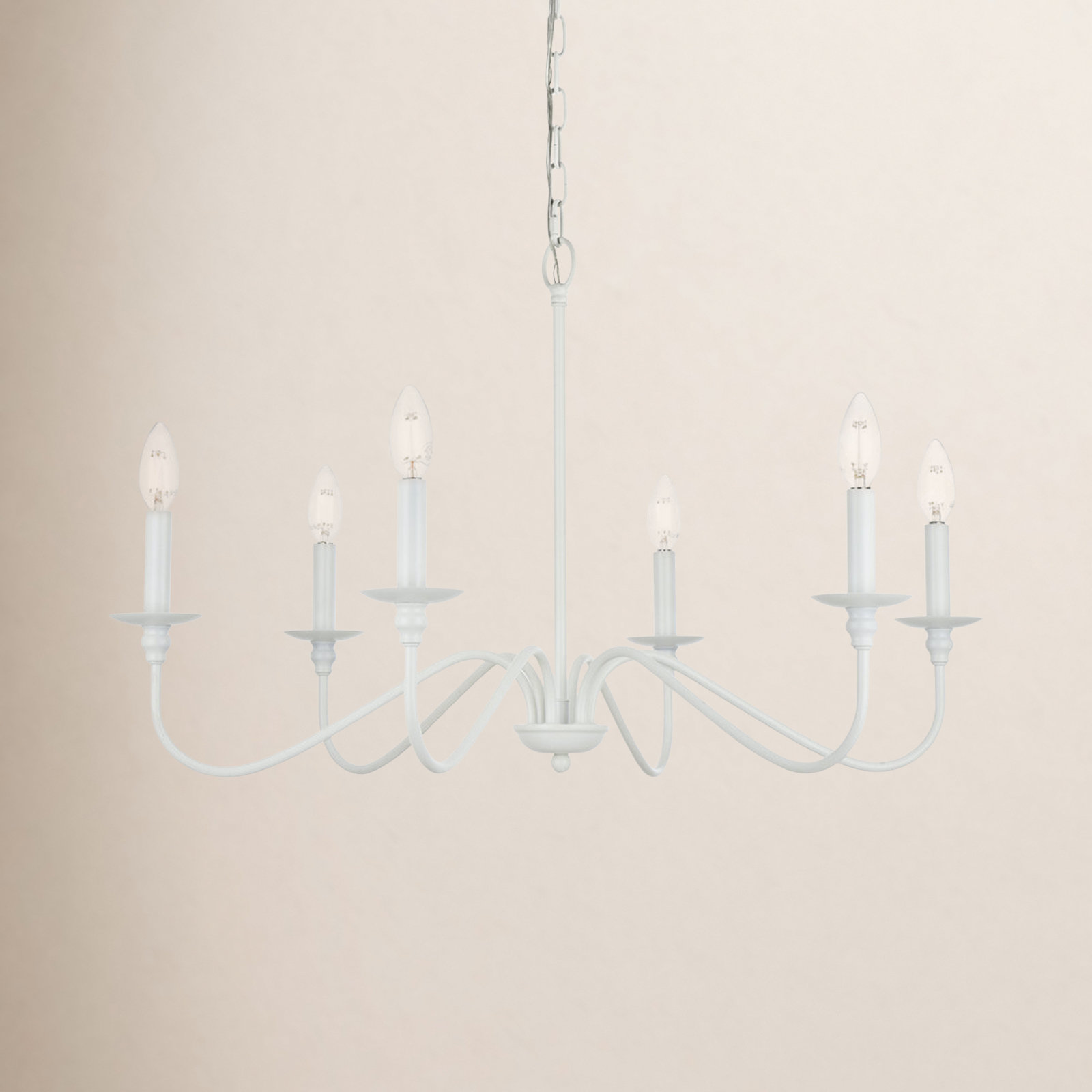 Ableton Iron 6-Light Chandelier, 19" H x 36" W x 36" D, White