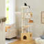 Arbre à chat 75 pouces en bois moderne avec plateformes multi-niveaux, condos pour chat, nid supérieur, hamacs et poteaux à griffer-190007266